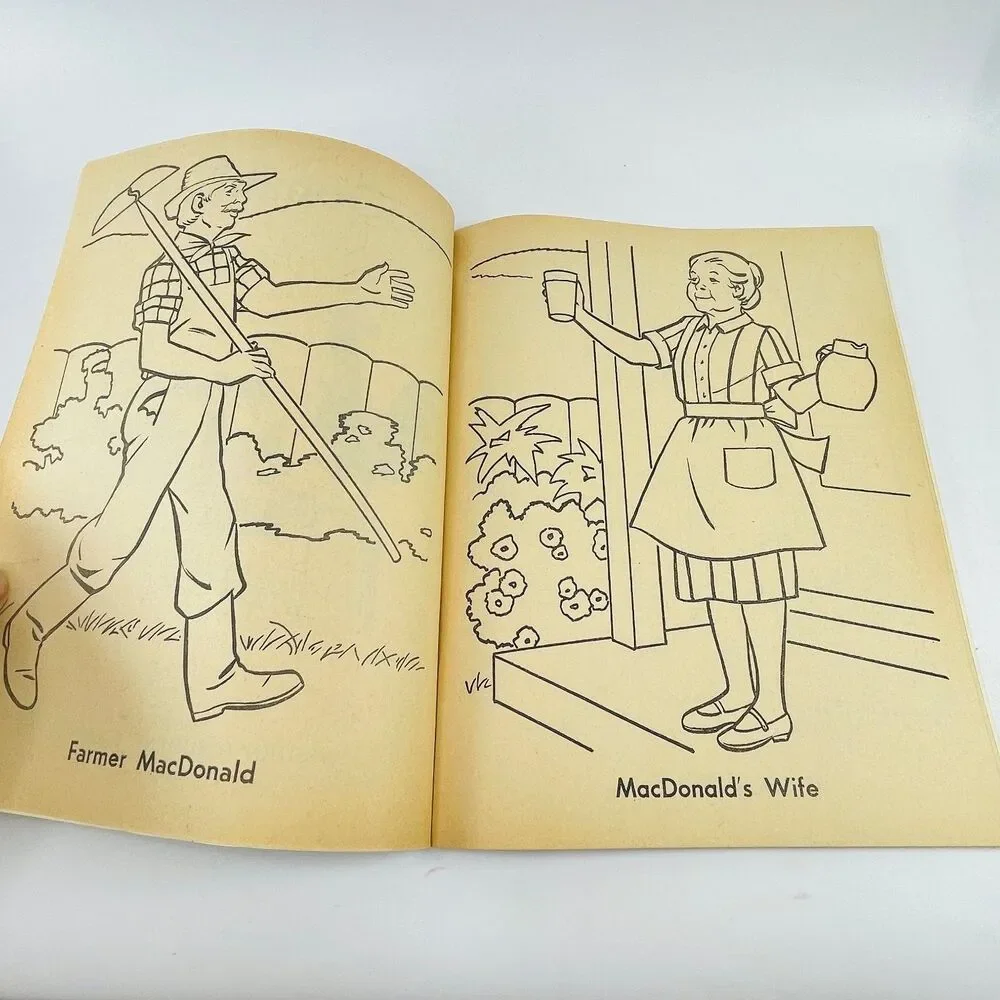 MacDonald's Farm Coloring Book 1971 Vintage Western Publishing Kids Uncolored